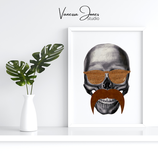 The Jess - Cork Sunglasses and Leatherette Handlebar Mustache