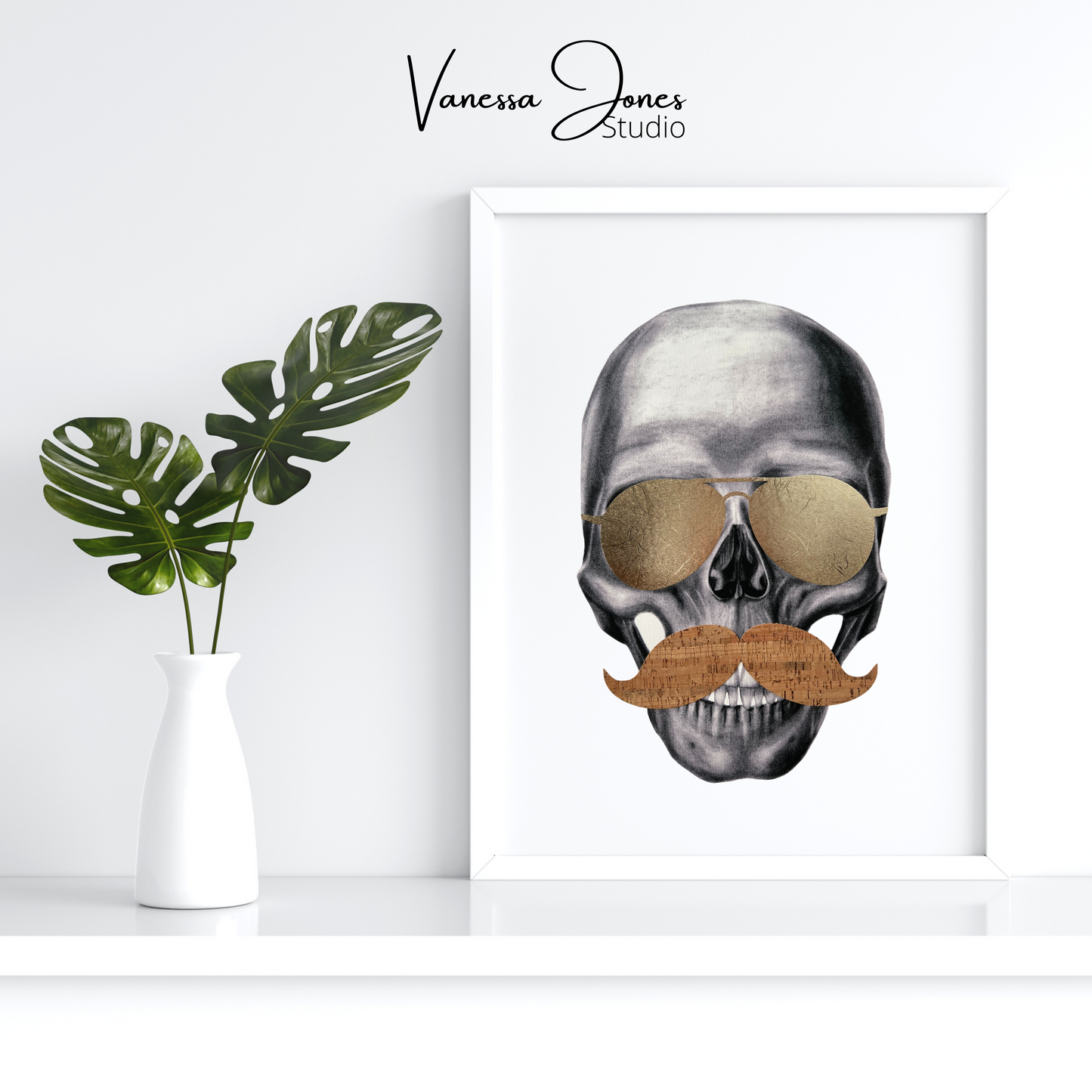 The Jess - Gold Leaf Sunglasses and Classic Cork Mustache